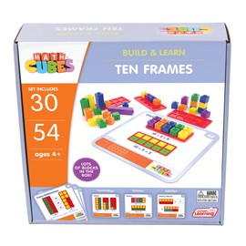 Junior Learning: Mathcubes - Ten Frames - 30 Activity Set, Build & Learn, Blocks & Boards Hands On Math, Developmental & Education Set, Kids Ages 4+