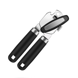 Can Opener Manual Hand Held, OneCut Stainless Steel Tin Openers, Effortlessly Open Cans with Heavy-Duty Manual Can Opener - Smooth Edges and Comfortable Grip for Arthritis and Weak Hands (Black)