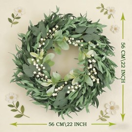 CIR OASES Olive Wreath for Front Door 22 inch, Greenery All Season Wreath with Olive Leaf, Home Decoration for Outdoor Living Room Indoor Wall and Outside Summer All Season Wedding