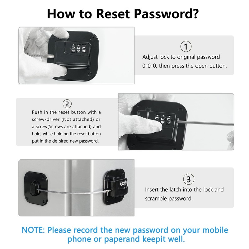 Refrigerator Lock, Heavy Duty Fridge Lock, Combination Lock for Refrigerator