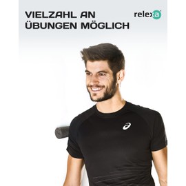 Relexa Mini Fascia Roller – Ideal for Massage for Muscle Pain and as a Supplement to Fitness Training – Comfortable Material & Recyclable – Black