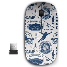 KAWAMOUSE 2.4G Ergonomic Portable USB Wireless Mouse for PC, Laptop, Computer, Notebook with Nano Receiver (Canoe Kayak Fishing Club)