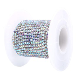 CENPEK 5 Yard Crystal Rhinestone Chain for Crafts Fringe Trim Diamond Jewellery Making Crafts (Silver)