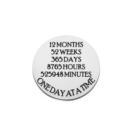 ENSIANTH One Day At A Time Pocket Sobriety Gift NA AA Addiction Recovery Gifts 1 Year 12 Months Sober Coin Gift (CA One Day token)