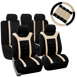 FH Group Sports Seat Covers Full Set with Gift – Universal Fit for Cars Trucks & SUVs (Beige) FB070115