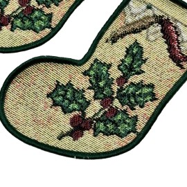 Manual Christmas Splendor Holly Silverware Place Setting Tapestry Stocking Set 6