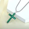 YL Cross Necklace Sterling Silver Big Criss Pendant Created Emerald