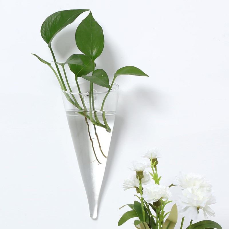 Yardwe Hanging Vase Clear Wall Planter Succulent Pot for Home