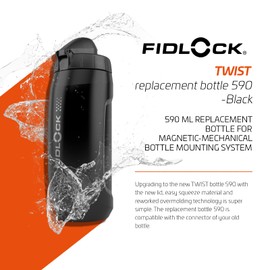 FIDLOCK Twist Replacement Bottle 590 ml | All Bottle Ages | Replacement Bottle for Magnetic Mechanical Bottle Attachment System | Dishwasher Safe | Black