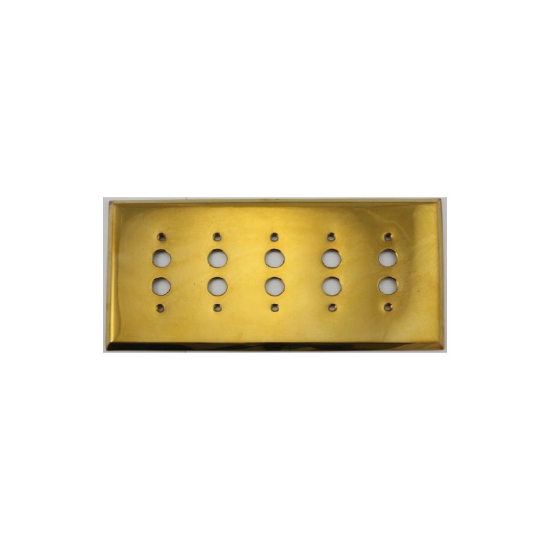 Unlacquered Polished Brass 5 Gang Push Button Light Switch Wall