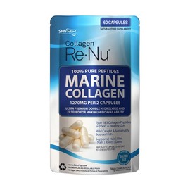 100% Pure Marine Collagen 60 Capsules - 1270mg (Not Collagen Powder) - 1 Month Supply - Collagen Supplements for Women & Men - Premium Double Hydrolysed Type 1 Collagen Peptides by SkinPep