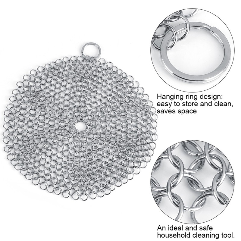 Stainless Steel Chainmail Scrubber Rust Proof Scraper Cleaner for Cast