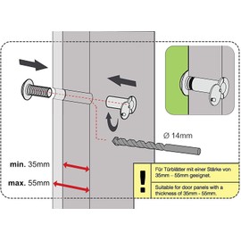 Stoppwerk Door Viewer Stainless Steel - 14mm Spy Hole for Installation in 35-55mm Doors - 200° Wide Angle Door Peephole incl. Glass Privacy Screen