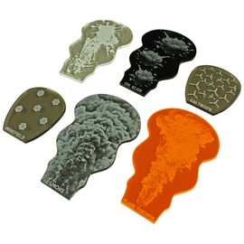 LITKO Dropped Weapon Area Effects Templates Set | Compatible with Gaslands Miniatures Game | Smoke | Glue | Caltrops | Mine Field | Flame Thrower | Oil Slick | (Variety Pack)