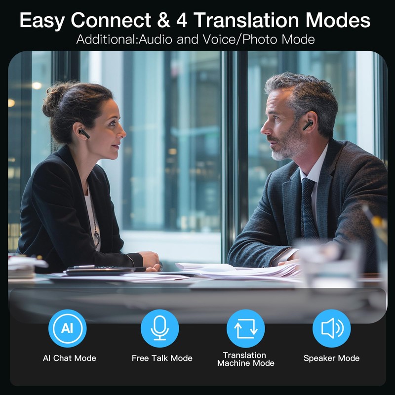 IAMJOY AI Translation Earbuds, 163 Language Two-Way Translator Device with