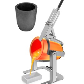Nelyrho Hand-held Crucible Pouring Tongs/Rack with A Graphite Crucible, Work with Crucibles and Melting Furnace, Metal Casting Aluminium Gold Silver #5 (7kg-15lbs)
