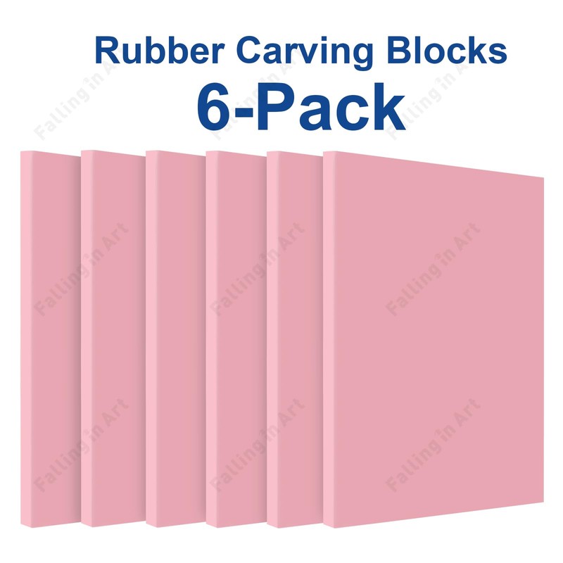 Falling in Art 4 x 6" Pink Rubber Carving Blocks,