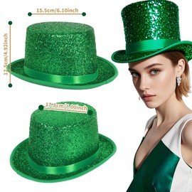 powerking Top Hats for Men Women Adults, Shiny Tuxedo Costume Magician Hat Victorian Dress Up Christmas Topper Hats, Fancy Dress Party Headwear Accessory，Green