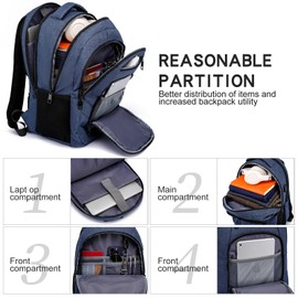 Liokesa - Mochila para hombre, Azul, 15.6'', Mochilas de viaje