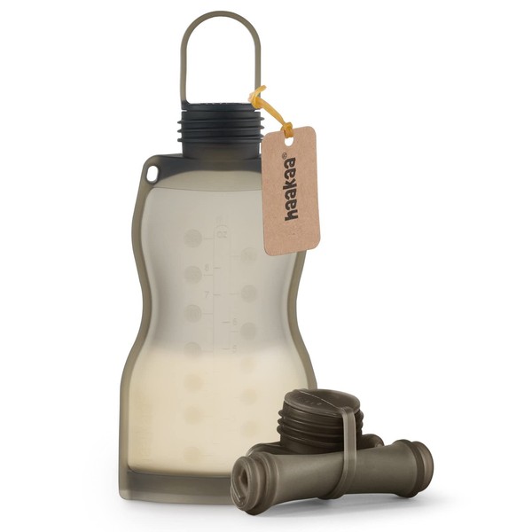 haakaa - Bolsa de almacenamiento de leche de silicona, bolsas reutilizables de leche materna para lactancia, silicona de grado alimenticio, sin BPA, 9 onzas/260 ml (2 unidades)