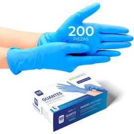 Raganet, 200 Guantes de Nitrilo Vinil de Alta Calidad Color Azul, Sin Látex, Sin Polvo, Diseño Ambidiestro, Ajuste Perfecto, Desechables y Resistentes. (Talla Grande)