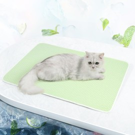 RETZLA Dog Cooling Mat - Breathable Cool Pad for Dogs and Cats, Washable Pet Cooling Mat for Indoor/Outdoor Pets, Non-Slip Bottom (Green, 21.65x27.6inches/55 * 70cm)