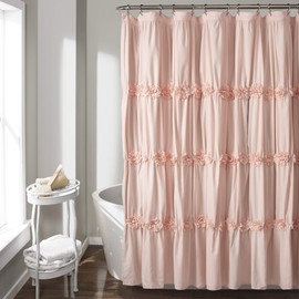 Lush Decor Darla Shower Curtain Single 72" W x 72" L Blush - Flower Fabric Shower Curtains for Bathroom - Coquette Bathroom Curtain - Vintage Decor