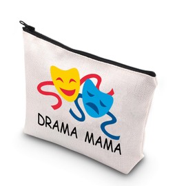 BDPWSS Theatre Makeup Bag Drama Theater Gift Drama Lover Gift Comedy Tragedy Mask Zipper Pouch For Drama Mama Teacher Gift (Drama Mama)