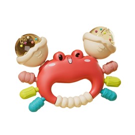 Baby Crab Rattle Toy- ABS Safe Toy for 0-6 Months Baby,Handheld Crab Shaped Toy for 6-12 Months, Early Education Grip & Smart Toy for Newborn Boys and Girls (Red)