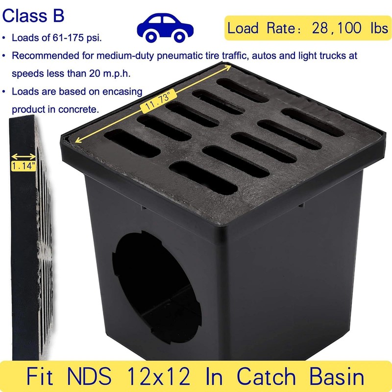 MOSINSBO Cast Iron Drain Grate 12x12 in for NDS Catch