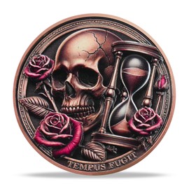 RYUKENLM Memento Mori Coin 3D Skull Challenge Coins EDC Reminder Token Tempus Fugit Inspirational Stoicism Gifts for Daily Stoic Practice