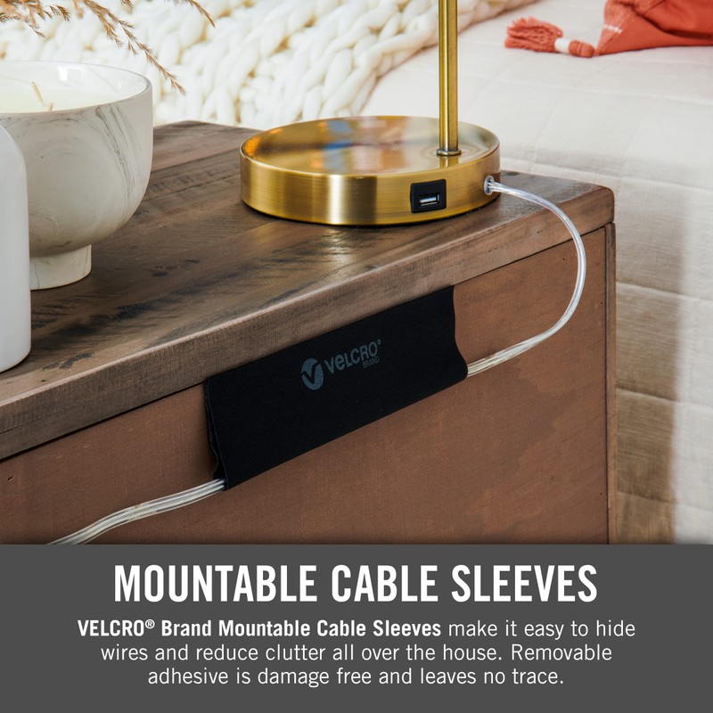 VELCRO Brand Mountable Cable Sleeve | Cord Management Mounts on