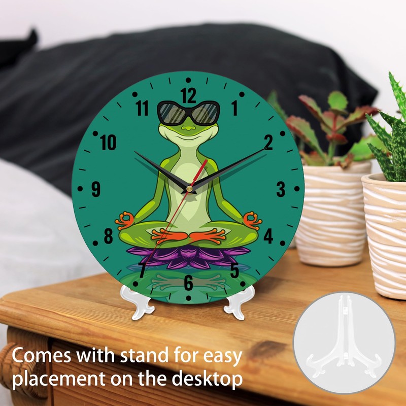 SPUNKER Wall Clock,Funny Frog Wall Clocks for Living Room Decor,Yoga