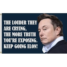 WNOHDSTT Musk Flag 3X5FT Keep Going Elon DOGE Flag,Vibrant Colors, Double Stitched with 2 Brass Grommets, Bar Garden Street Decoration Indoor Outdoor USE, Gifts. (3X5)