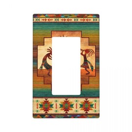 Southwest Native American Kokopelli Single Gang Rocker Decorative Light Switch Cover,1-Gang Decorator Wall Plate Switch Plate Cover Receptacle Outlet Cover,Size 4.50" X 2.76"inch