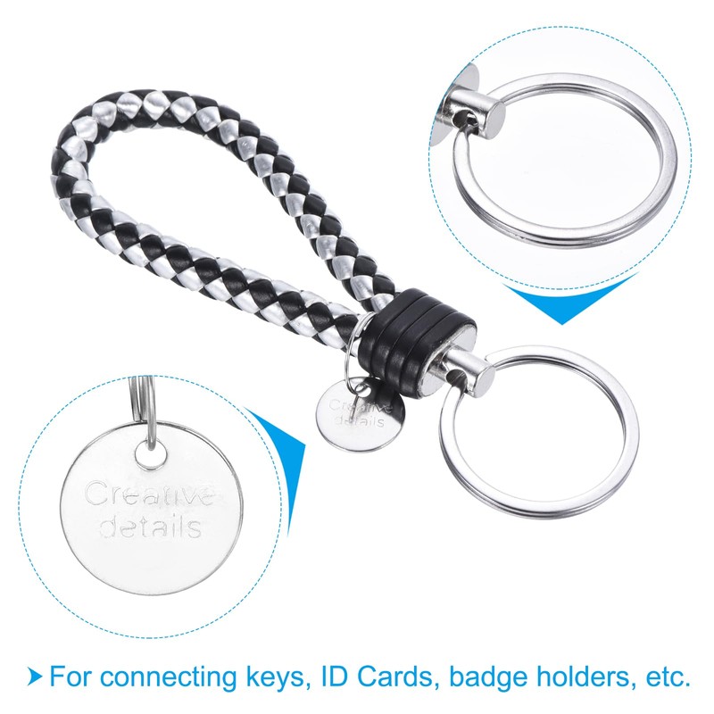 PATIKIL Braided Leather Keychain with Stainless Steel Key Ring Sleeve,