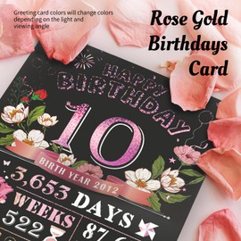 Aiunmiol 10th Birthday Card for Girl Daughter, Big Pop Up 10th Birthday Gifts Cards for Granddaughter Niece, Happy 10 Year Old Birthday Decorations for Daughter Girls, Review of 2015, Pink