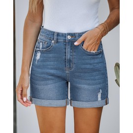 LookbookStore High Waisted Jean Shorts Women Jean Shorts Womens High Waisted Womens Denim Shorts Stretchy Women Shorts Casual Womens Jean Shorts for Summer Shorts Women Comfy Light Blue Large