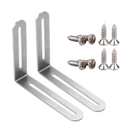 Pack of 2 Stainless Steel Angle Brackets, 90 Degree Right Angle Bracket Angle with Slotted Hole L-Shape Right Angle Connector Stainless Steel Angle Connector Beam Angle for Shelf Bracket, Corner Shelf