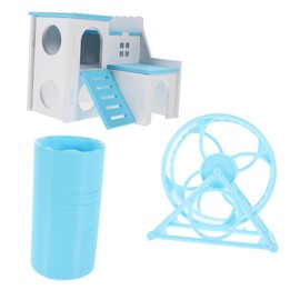 Levemolo 1 Set Small Hamster Playhouse with Foldable Tunnel Running Wheel Exercise Kit for Hamsters Guinea Pigs and Small Pets to Enjoy Playtime and Reduce Boredom