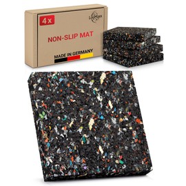 LouMaxx Non-Slip Washing Machine Mat Set of 4 10 cm x 10 cm - Rubber Mat - 1.5 cm Thick and Non-Slip Anti-Vibration Mat Made in Germany Washing Machine Pad Also for Dryers and Other Appliances