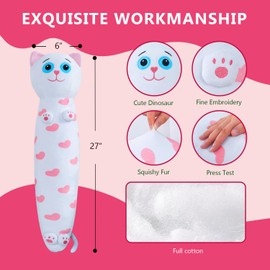 MUKSSE Long Cat Plush Pillow - 27inch Stuffed Animal Sleeping Throw Pillow, Cute Cartoon Stuffed Cat Toy - Cat Plush Doll, Soft Hugging Pillow, Gifts for Children and Adults