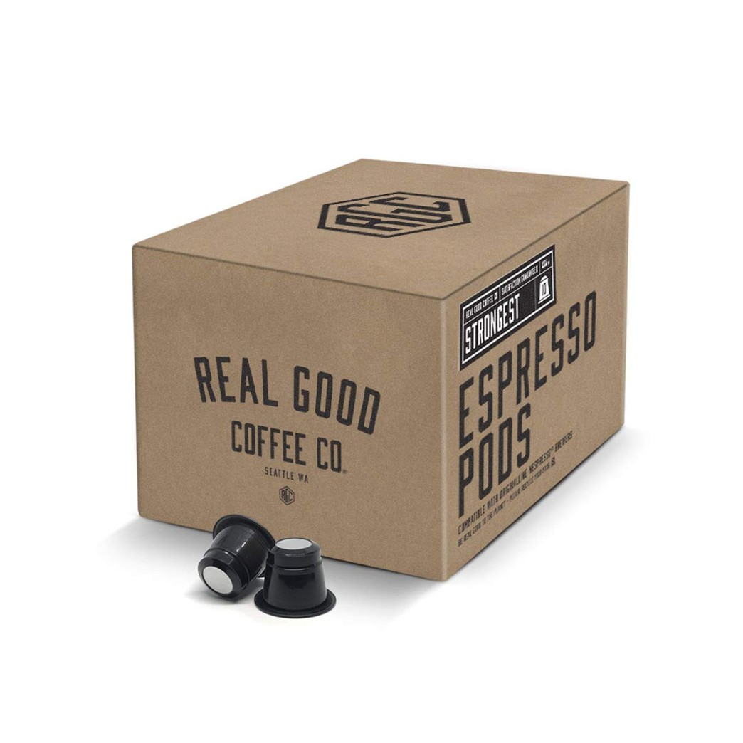Real Good Coffee Co Recyclable Espresso Capsules, Strongest Intensity Espresso Pods, Compatible with Nespresso Original Brewers, 36 Count