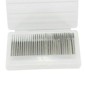 𝐋𝐮𝐨 𝐤𝐞 30 Pcs Needle Shape Diamond Burr Set, 1/8'' Shank Diamond Mounted Bead Reamer Stone Carving Set for Rotary Tools includes Dremel (Size:1mm,2mm,3mm)