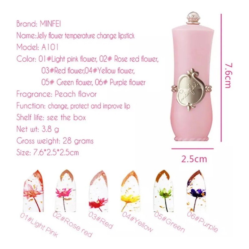 Q Beleza Brilhante Flor Cristal Jelly Batom Magic Temperatur