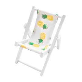 Toddmomy Mini Wooden Beach Chair Cell Phone Holder Longue Deck Chair Furniture for Craft Miniature Dollhouse Accessories DIY Sand Home Decor Pineapple
