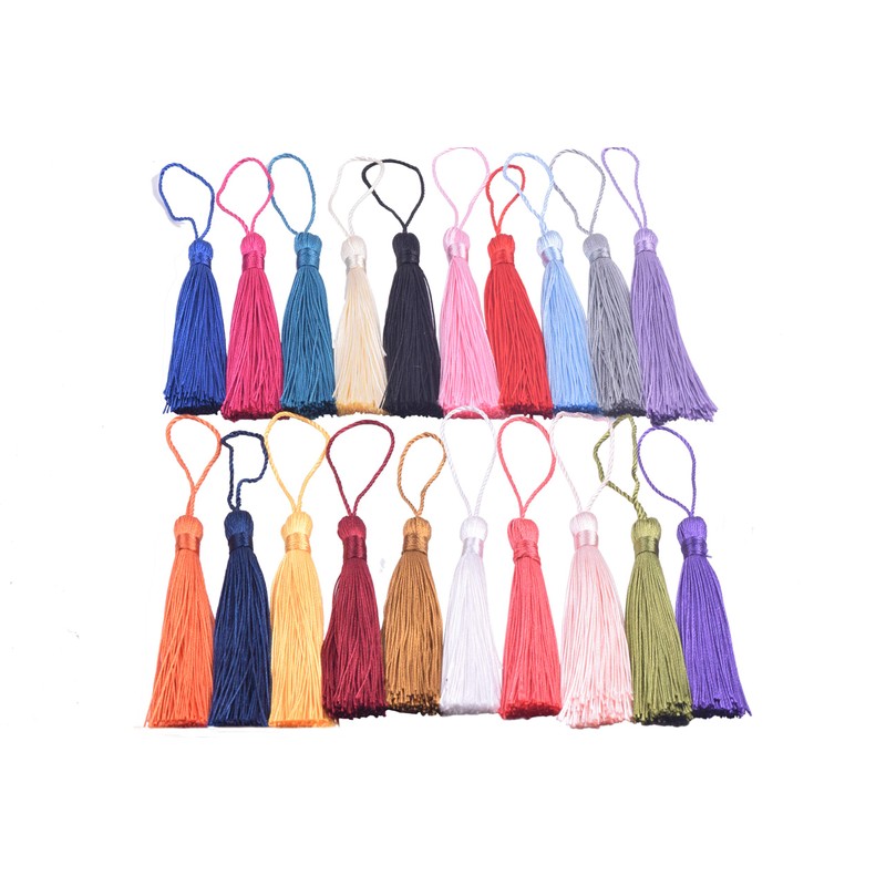 KONMAY 20pcs 3.5'' Small Silky Soft Craft Mini Bookmark Tassels