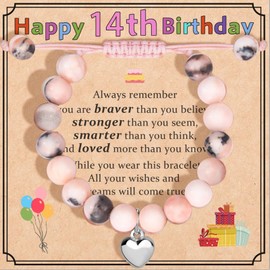 Bracelet Gifts for 14 Year Olds Girls, Sterling Silver Bracelets Adjustable Sweet Heart Charm Bracelets for 14 Year Old Gifts for Girls, Friendship Bracelet 14th Birthday Gifts for Her Daughter