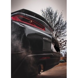 (Set of 2) Slant SS Grill Side Fender Trunk Emblem Badge Decal with Sticker for Chevrolet Chevy Camaro Impala Malibu Holden 2010 to 2025 [Black Letter with Chrome Trim]