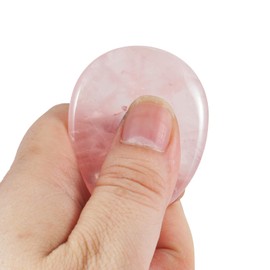 Ladeukoi Natural Rose Quartz Crystal Thumb Worry Stone, Hand Carved Healing Crystal Teardrop Pocket Stones for Anxiety Stress Relief Meditation